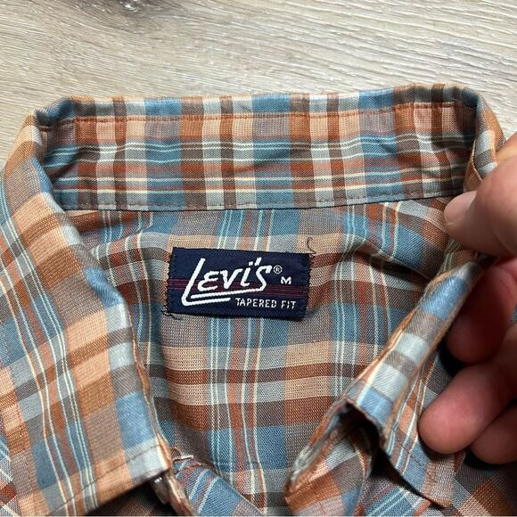 Vintage Levis Western Shirt Men’s Medium Blue Tab Pearl Snap USA Tapered READ - Picture 7 of 7